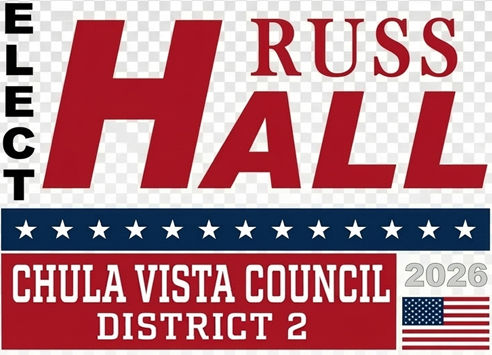 russ hall chula vista district 2 council 2026 logo.